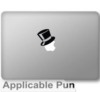 Top Hat Fancy Apple- Black Vinyl Decal Decorative - Sized for 13" Macbooks