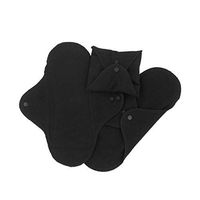 Imse Vimse Reusable Organic Cotton Menstrual Pads with Wings, 3 Pack (Regular, Black)…