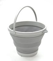 SAMMART Set of 2 Collapsible Plastic Bucket - Foldable Round Tub - Portable Fishing Water Pail - Space Saving Outdoor Waterpot, Size 28cm Dia (2, Grey)