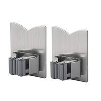 Yardwe 2PCS Stainless Steel Mop and Broom Holder Rack Adhesive Wall Mount Heavy Duty Garden Tool Organizer for Rake or Mop Handles