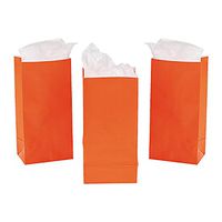 Fun Express - Mini Orange Paper Treat Bags (24pc) - Party Supplies - Bags - Paper Treat Bags - 24 Pieces