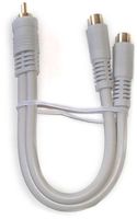 Black Point Products BA-139 Gold 6-Inch RCA Plug to 2-RCA Jacks Python Cable, Ivory