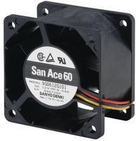 Axial Fan, San Ace 60 Series, 12 V, DC, 60 mm, 38 mm, 58 dBA, 65 cu.ft/min