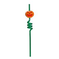 TRIXES Green Pumpkin Spiral Drinking Straw - Flashing and Screaming - for Halloween Parties and Themed Events