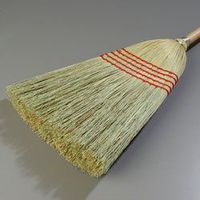 Carlisle Janitor Corn Broom, 56" tall, 12" wide head, 5-sew synthetic stitching, 26# fill, 100% corn bristles, heavy-duty lacquered wood handle, standard color, 4063400