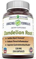 Amazing Nutrition Dandelion Root Dietary Supplement 520 mg of 100% Pure Dandelion (Taraxacum Officinale) in Every Capsules Can Be Used As Tea Helps to Detox Cleanse Kidney, Liver & Whole Body