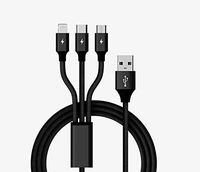 Multi Charger Cable 3 in 1 Multiple Connector Universal USB Charging Cord Compatible with Motorola Droid Z2 Z3,Compatible with Galaxy S8 Note 8,Galaxy J3, Phone X 8 7 Plus (Black/4ft Long)