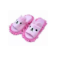 Liitrton 1 Pair Washable Mop Slippers Shoes Microfiber Chenille Reusable Dust Dirt Hair Cleaner for Office House Polishing Cleaning (Pink)