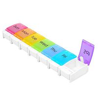 7 Day Pill Organizer 2 Times a Day - Weekly Medicine Dose Organizer Box, Vitamin Holder Case, Big Pill Container Box, 7 Day AM PM (Rainbow Easy Push)