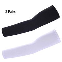ANIAC Unisex UV Protection Cooling Arm Sleeves UPF 50+ Sun Protective Accessories Sunblock Gloves Skin Protect Cover Anti UV Cuff for Cycling Driving Golf Basketball Running (Black+White)