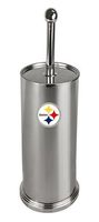 The Furniture Cove Stainless Steel Finish Toilet Brush with Holder Featuring Your Favorite Football Team Logo Vinyl Decal (Steelers)