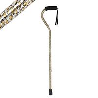 Offset Walking Cane, LIXIANG, Lightweight Blance Walking Stick with Rubber Tip Base and Carrying Strap, Yellow Fashion Leopard Print
