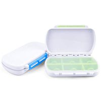 Small Pill Box Personal Health Care Pill Container 2 Pack Daily Pill Organizer Portable Waterproof Travel Pill Case for Outdoor, Traveling (Green & Blue)