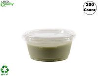 3.25 Ounce Clear Plastic Disposable Portion Cups with Lids 200 Pack by EcoQuality, Jello Shot, Souffle Cups, Condiments, Sampling Cups, Complements (3.25 oz)