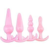 Set of 4 Silicon Bu~tt P~lu~g Training Toys 4 pcs Beginners Anales Set Womens Stimulator - Pink
