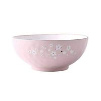 AXZHYX Bowl Creative Ceramic Bowl Restaurant Cutlery Household Stew Porcelain Glutinous Rice Dessert Fruit Salad Bowl 8 Inch Hotel Tableware Home Noodles Boiled Fish Soup Bowl (Color : Pink)