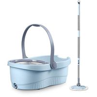 Blue Spin Mop Bucket System, Spin Mop Replacement Microfiber Mop Head, Automatic Cleaning And Drying, Self Wringing Mop (Size : 6 mop head)