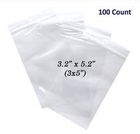 2 Mil 3.2 x 5.2" (3x5 Inch) Resealable Zipper Small Size Plastic Storage Poly Bags