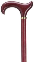 Walking Cane - Men's genuine amaranth derby handle cane with brass ring, 36" long. The shaft is 7/8" at the top tapering to 3/4" at the bottom.