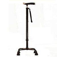 AD Adjustable Quad Cane for Right or Left Hand Use, Walking Stick for Men and Women,Black