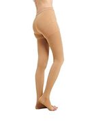 BriteLeafs Opaque Compression Stocking Pantyhose Therapeutic 20-30 mmHg Open Toe - Firm Support Gradient Compression, Professional Grade (Large, Beige)