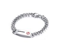 VNOX WARFARIN Bracelet Stainless Steel Medical Alert ID Bracelet for Unisex 8.5"