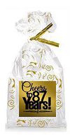 CakeSupplyShop Item#087CTC 87th Birthday/Anniversary Cheers Metallic Gold & Gold Swirl Party Favor Bags with Twist Ties