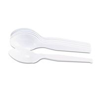 Dixie TM207 Plastic Teaspoons, Medium Weight, 100/BX, White