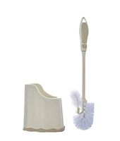 Superio Toilet Brush and Holder Toilet Bowl Cleaner Brush with Scrubbing Wand, Under Rim Lip Brush and Storage Caddy for Easy Bathroom Cleaning (Beige)