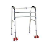 PIWYHOW Compact Elderly Folding Height Adjustable Walker, Aluminum Alloy Pulley Disabled Person Walking Rehabilitation Equipment, Walking Aid Health Care Chair