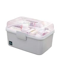 YOUTHUP Double-Layer Medicine Box, Family Capacity First Aid Kit, Suitable for Desktop Storage of Medicines, Skin Care Products (L, Gray)