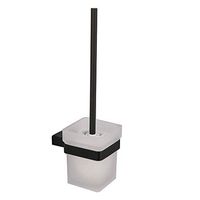 LANC Bathroom Toilet Brush Holder with Tempered Glass Holder Organizer Storage Modern Hotel Style Wall Mount Black Finish, A8916BK
