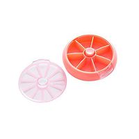 Healifty Daily Pill organizerPortable Round Pill Holder Weekly Rotated 7 Slot Vitamin Medicine Box Case Organizer Container (Pink)