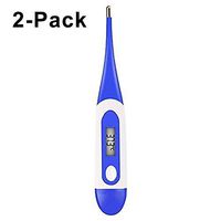 Precision Thermometer for Fever Test with Flexible Tip, LCD Digital Body Temperature Accurate & Fast Reading Oral Cavity, Rectum, Armpit Thermometer for Baby, Child & Adult (2 Pack, Blue) in Stock