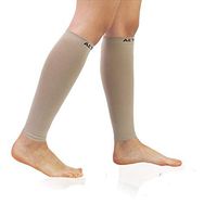 Compression Calf Sleeves (20-30mmHg) for Men & Women- Leg Compression Socks for Shin Splint,Running,Medical, Travel, Nursing (Nude, Large)