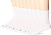 MediPeds Men’s Diabetic Extra Wide Non-Binding Top Crew Socks with COOLMAX Fiber, 8-Pack, White, Shoe Size: 12-15
