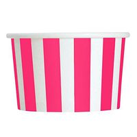 [50 Count] Valentine's Day Pink Paper Ice Cream Cups - 4 oz Striped Dessert Bowls - Comes In Many Colors & Sizes! Frozen Dessert Supplies