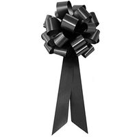 Black Pull Bows with Tails - 8" Wide, Set of 6, Halloween, Gift Wrap, Birthday, Anniversary