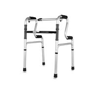 PIWYHOW Portable Folding Elderly Walker, Compact Adjustable Height Rehabilitation Products, Soft Foam Grip Walking Mobility Walkers, Silver,Dualuse