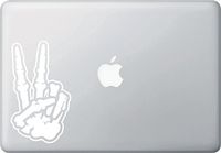 Yadda-Yadda Design Co. Skeleton Hand Peace Sign - MacBook Laptop Vinyl Decal Sticker YYDC (3.5" x 6"h) (Color Choices) (White)