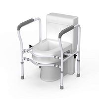 Stand Alone Toilet Safety Rails with Adjustable Height Width for Toilet with Easy Installation Bathroom Safety Frame Toilet Assist and Grab Bar (Gray)