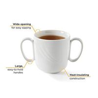 Libbey Intuitive Diningware Donna Senior 2-Handle Easy Grip Mugs, 10.5-ounce, White, Set of 2