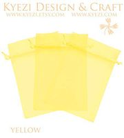 50 Pcs Yellow 3x4 Sheer Drawstring Organza Bags Jewelry Pouches Wedding Party Favor Gift Bags Gift Bags Candy Bags [Kyezi Design and Craft]