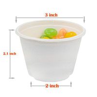 GOLDEN APPLE, 4oz-50ct Portion Cups. Compostable Sugarcane/Bagasse. Biodegradable. Sample Food Cups.