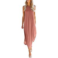 COOKI Women Dresses Casual Loose Sleeveless Oversized Split Maxi Dress Summer Beach Long Dress Plus Size Dress Pink