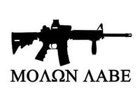 Assult Rifle Molon Labe Vinyl Decal Sticker | Cars Trucks Vans Walls Laptops Cups | Black | 7 X 3.6 inches | KCD1297