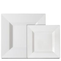 Premium 40 Pack White Square Plastic Plates - Includes 20 Dinner Plates and 20 Salad Plates by Alpha & Sigma