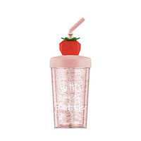 Meet&sunshine Summer Fruit Printed Portable Straw Cup, Cold Water Bottle Drinkware (C)