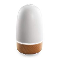 Ellia, Rise Ultrasonic Essential Oil Diffuser (white), Ceramic & Wood, 7hrs Continuous & 14hrs Intermittent Runtime, Soothing Sounds & Color-Changing Light, 3 Essential Oil Samples, Remote Controlled
