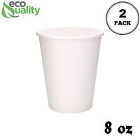 2 Pack of 25 ct - White Hot Drink Paper Cups 8 oz by EcoQuality - Disposable Coffee Cups, Recyclable, Compostable, Great for Office, Breakrooms, Restaurants, Coffee Shops, Tea Shops, Latte, Chai